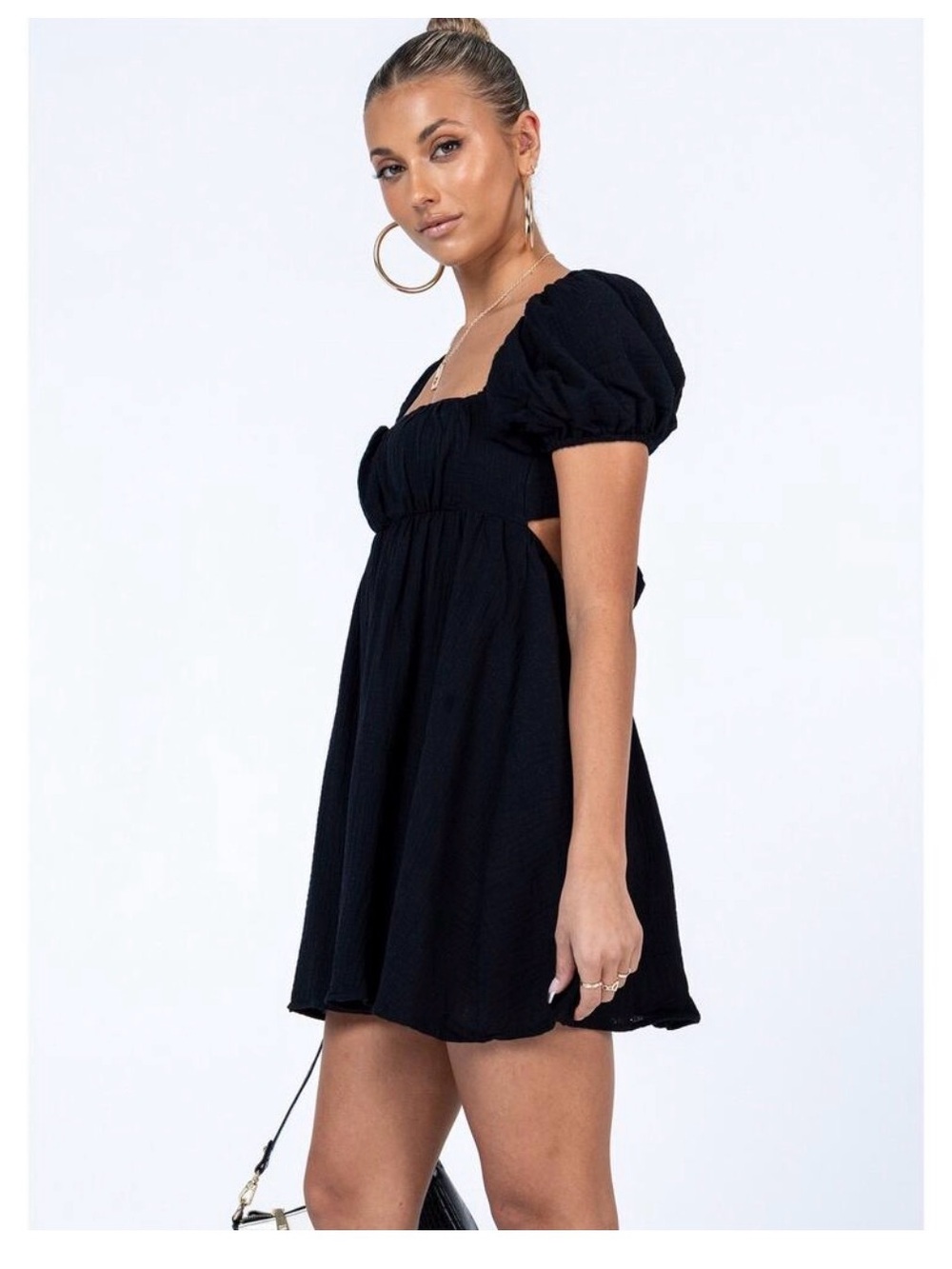 Princess Polly Black Puff Sleeve Mini Dress